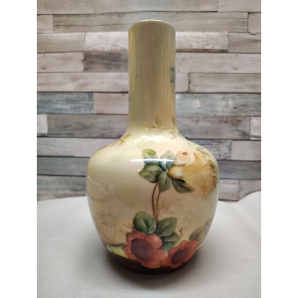 Antique Willets Belleek Hand Painted Floral Vase Morning Glory  Art Nouveau Glam - Picture 5 of 14